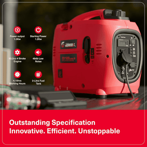 JPT GX12iS 1.2kVA Portable Electric Generator | Silent 48dB, 53.2cc 4-Stroke Engine, 3L Fuel Tank, 4.2 Hrs Runtime | Compact Manual Start Backup Power for Camping, Outdoor & Home Use