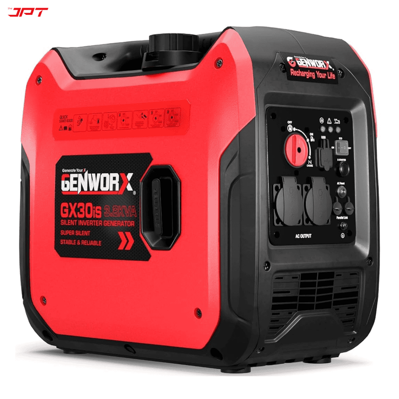 JPT Genworx GX30iS 3.2kVA Portable Electric Generator | 120cc 4-Stroke OHV Engine | 6L Fuel Tank, 4.5Hr Runtime | Push-Button & Recoil Start | Super Quiet 59dB for Home, Camping & Outdoor Use