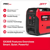 Buy JPT GX30iS 3.2kVA portable electric generator featuring 120cc 4-stroke ohv, 3100w power, 6L fuel tank, 4 hours runs, best for home and outdoor use. Buy Now