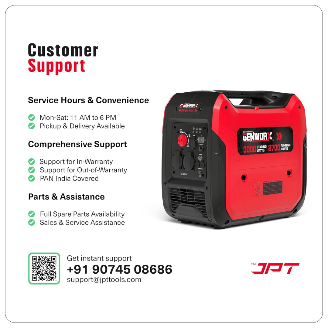 JPT Genworx GX30iS 3.2kVA Portable Electric Generator | 120cc 4-Stroke OHV Engine | 6L Fuel Tank, 4.5Hr Runtime | Push-Button & Recoil Start | Super Quiet 59dB for Home, Camping & Outdoor Use