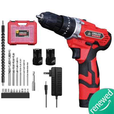 JPT 12v Impact Cordless Drill Machine / Driver | 30 Nm Torque | 1800 RPM | 3/8" Chuck | 2 Speed Modes | 3 Setting Modes | LED Light | Forward & Reversed | All Premium Accessories Included ( RENEWED )