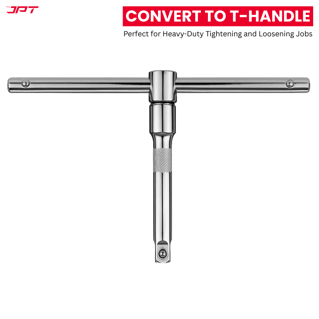 Buy JPT 3Pcs Socket Handle Set with 1/2" drive T-handle, L-handle, and extension bar for versatile use in DIY, automotive, and household repairs at best price.