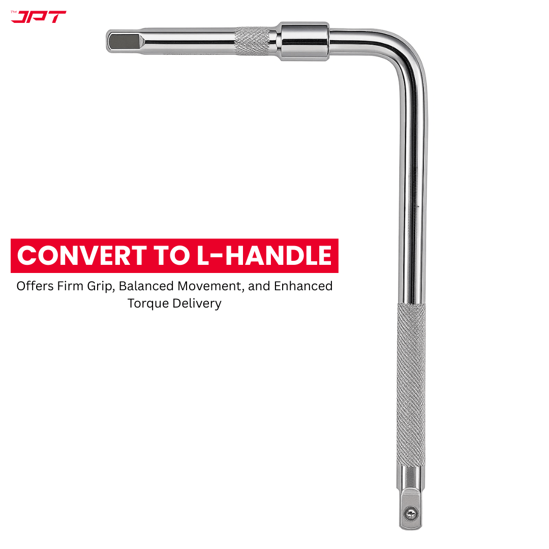 Buy JPT 3Pcs Socket Handle Set with 1/2" drive T-handle, L-handle, and extension bar for versatile use in DIY, automotive, and household repairs at best price.