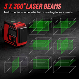 JPT 360° 3D Self-Leveling Laser Level with Mini Tripod – High-Precision Cross Line Tool for Construction, Renovation, and Floor Tiling with Two 1500mAh Batteries, Fast Charger and Durable Case