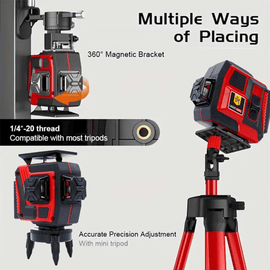JPT 360° 3D Self-Leveling Laser Level with Mini Tripod – High-Precision Cross Line Tool for Construction, Renovation, and Floor Tiling with Two 1500mAh Batteries, Fast Charger and Durable Case