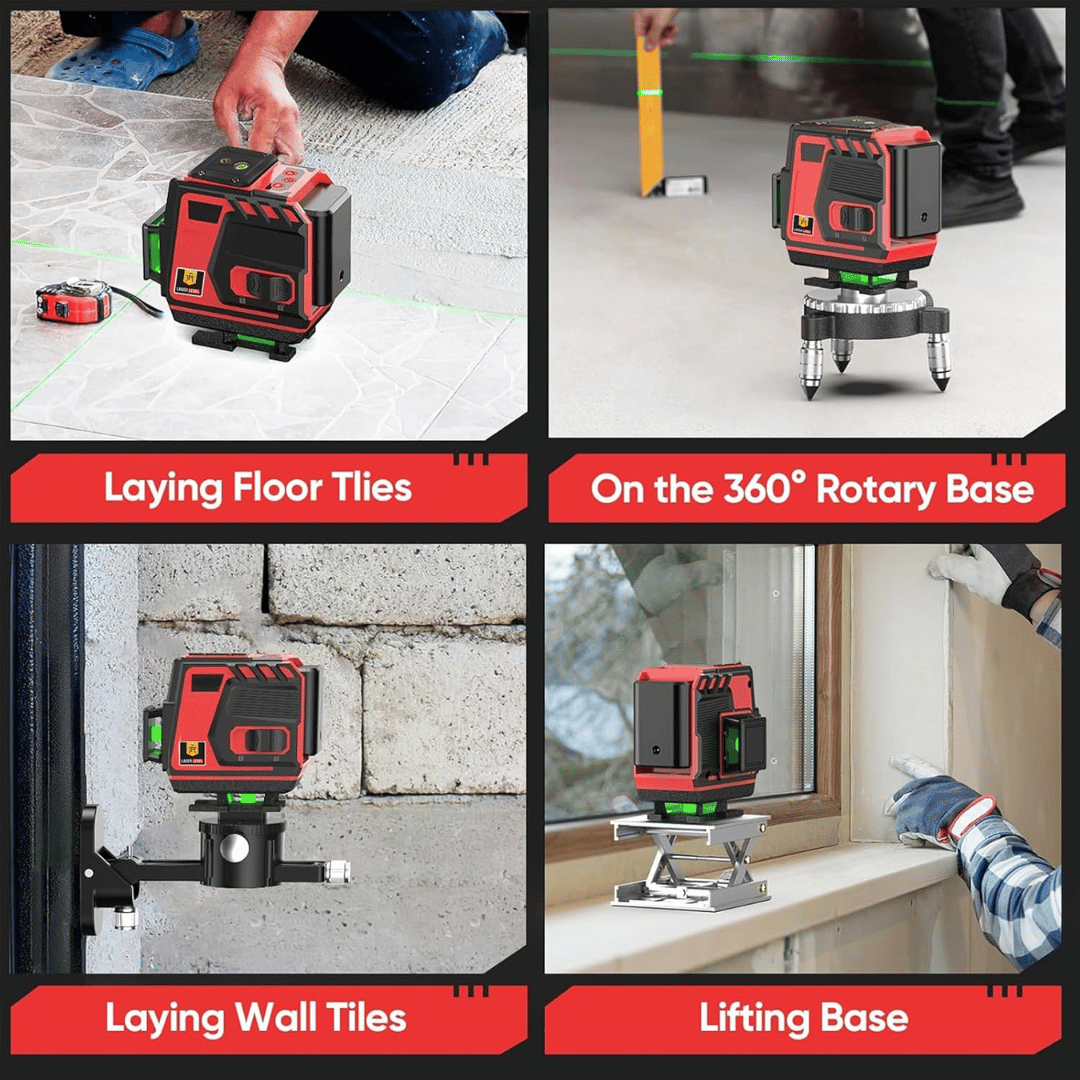 JPT 360° 3D Self-Leveling Laser Level with Mini Tripod – High-Precision Cross Line Tool for Construction, Renovation, and Floor Tiling with Two 1500mAh Batteries, Fast Charger and Durable Case