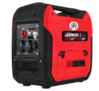 JPT Genworx 2.75Kv/4Hp Portable Inverter Silent Generator - Compact, Heavy Duty, Smart Push Start, With Advance Frequency Control Technology For Camping, Outdoor Events