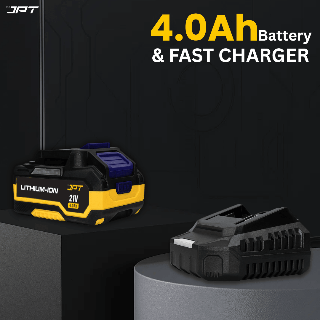 JPT 21v Cordless Impact Wrench | Brushless Motor | 550N.M Torque | 2300RPM Speed | 4000mah Li-Ion Battery | Bright LED | Forward/Reverse Mode | for Automotive, Industrial, Construction, ETC