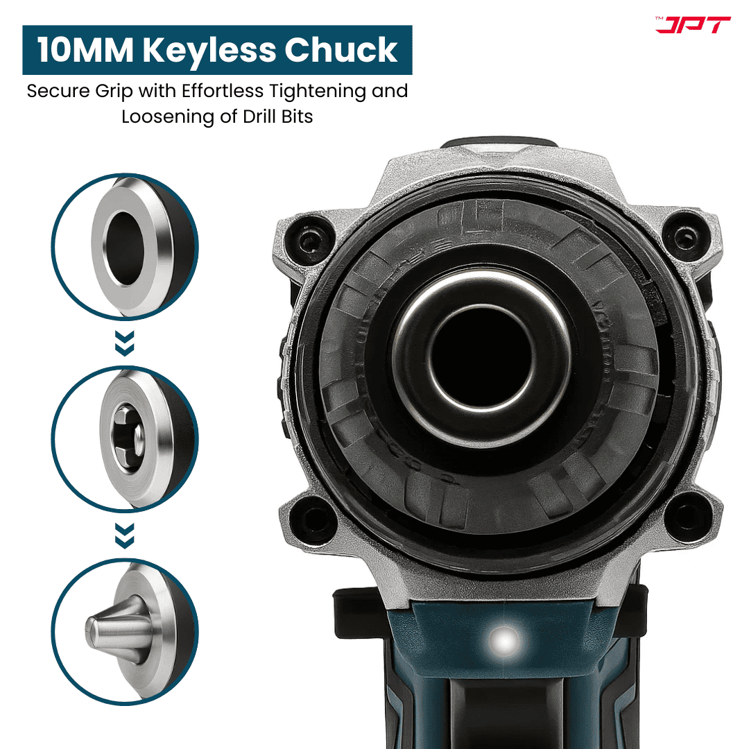 Buy JPT heavy-duty 21v cordless impact drill machine with 24Pcs drill accessories for versatile use. Buy best collection of drill machine in India. Buy Now