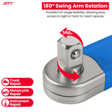 Buy JPT ratchet wrench extension bar to work easily in tight spaces. High quality build, 180° rotation, and multi-size adapters for car repair, DIY & mechanic use.