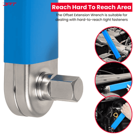 Buy JPT ratchet wrench extension bar to work easily in tight spaces. High quality build, 180° rotation, and multi-size adapters for car repair, DIY & mechanic use.