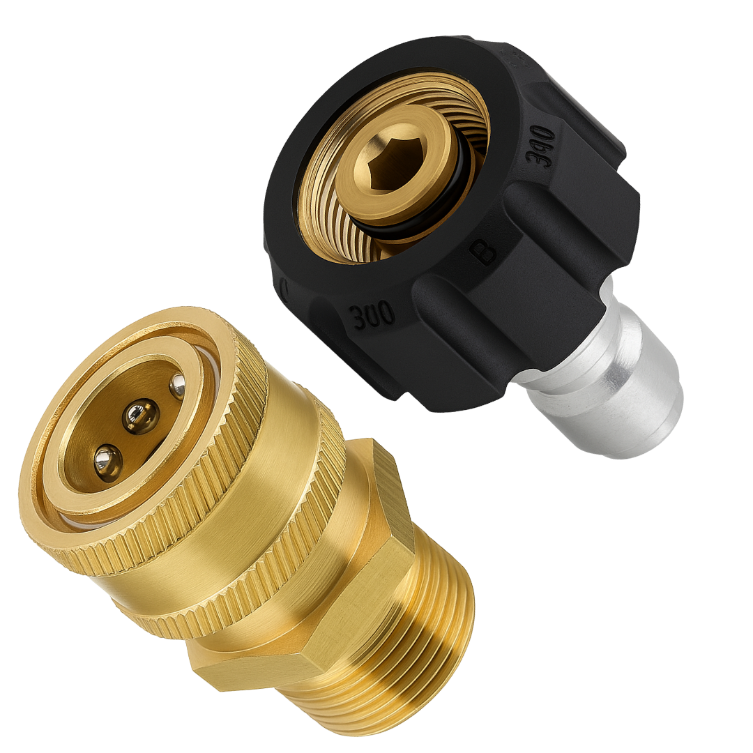 JPT Heavy-Duty Quick Connect Pressure Washer Hose Adapter Set |  M22-15mm to 3/8" Male Female Quick Connect Swivel | Easily Connect and Disconnect