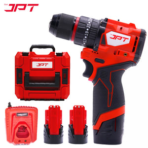 JPT Pro Series 12v Heavy-Duty Brushless Drill Machine | 65N.M Torque | 0-1750RPM Speed | 23+3 Torque Setting | 10MM Metal Keyless Chuck | 2000mAh Battery with Fast Charger
