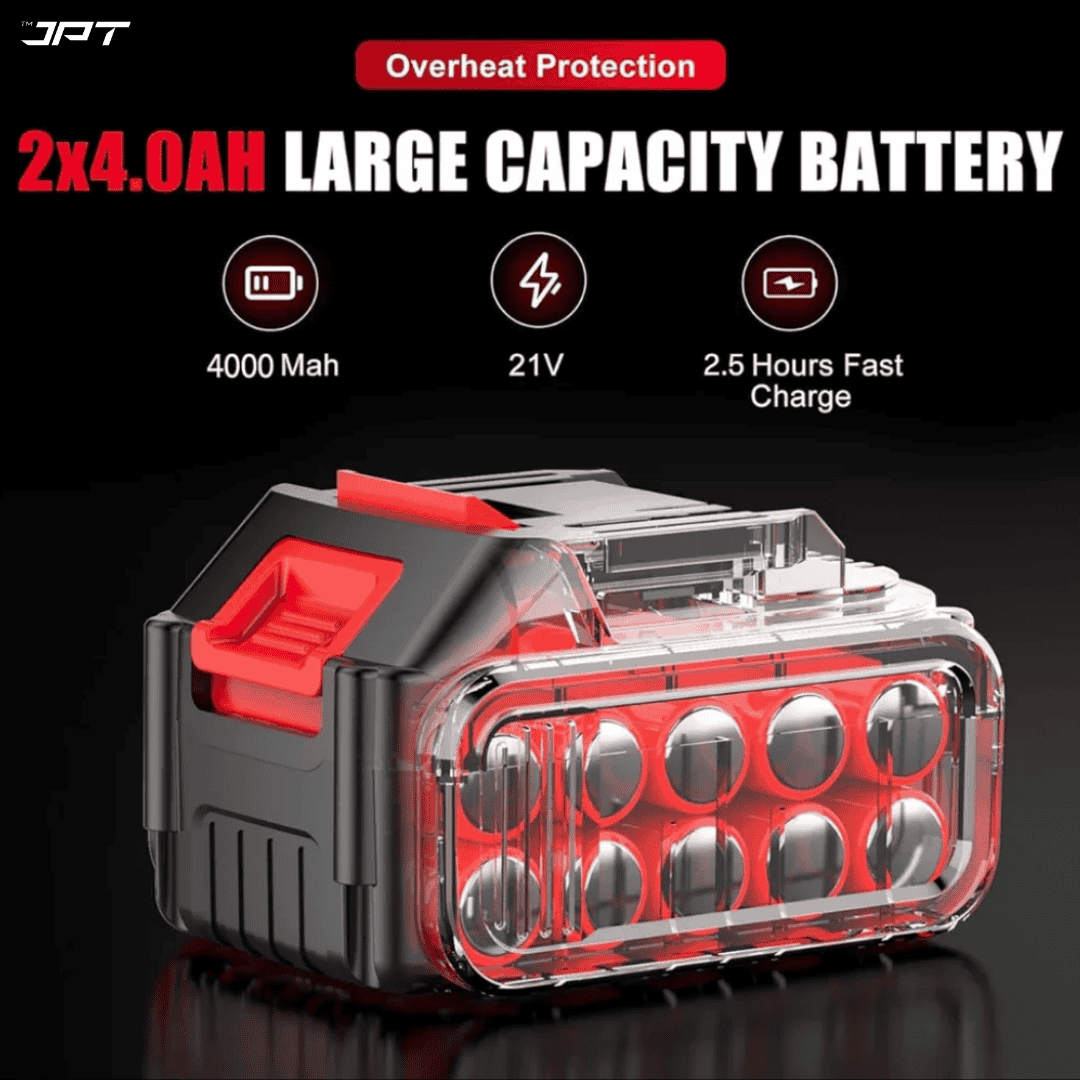 Buy now JPT Pro Series cordless impact wrench, featuring brushless motor, 350nm torque, 4300rpm speed, 4000mAh battery and much more. Buy Now