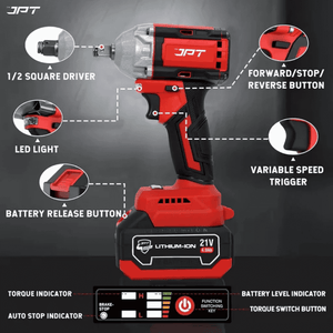JPT Heavy-Duty 21V Cordless Impact Wrench | Brushless Motor | 350N.M Torque | 0-4300RPM Speed | 1/4-Inch Chuck | 4.0Ah Li-Ion Battery | Impact Wrench for Automobile & Car/Bike Owner