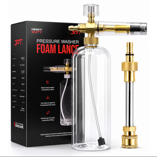 JPT Heavy Duty Snow Foam Cannon | 70 Bar Power | 3000 PSI Pressure | Brass + ABS Nozzle | Adjustable Thick Foam | Bosch Pressure Washer Adapter Included