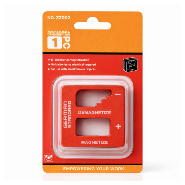 JPT Screwdriver Magnetizer & Demagnetizer Tool – Bi-Directional Magnetic Block, No Power Needed, Portable Magnetizer for Screwdriver Bits, Electricians & Electronics Repair Work