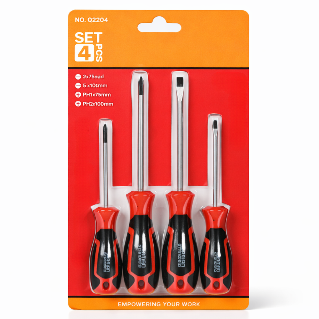 Buy JPT heavy duty 4 pcs screwdriver set made from Cr-V steel with magnetized tips. Includes flat & Phillips sizes for electrical, repair & home use. Buy Now