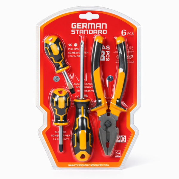 JPT 4 PCS Tool Kit Set with Screwdriver and Plier Combo – Home Tool Kit with Phillips, Slotted & Stubby Screwdriver Set and Combination Plier, Basic Hand Tool Kit for Household Repair