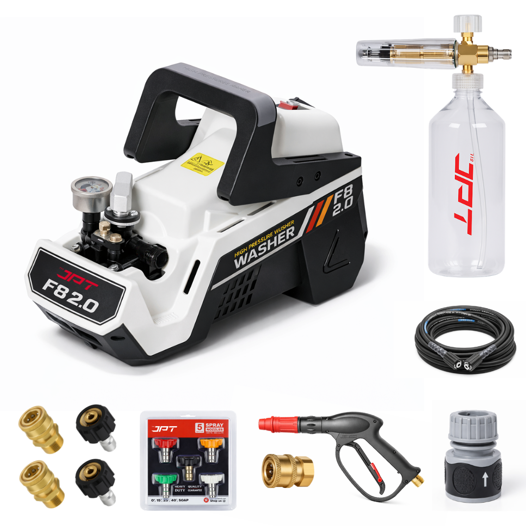 JPT F8 2.0 Super Combo 3500 PSI Electric Pressure Washer – 2500W 100% Copper Motor, 10 L/min High Flow, Portable Car & Home Power Washer with Total Stop System & 14-Piece Accessory Kit