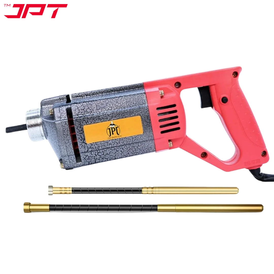 JPT Heavy Duty 1250-Watt Handheld Electric Concrete Vibrator Machine | 13000 Vibrations Per Minute | 1300 RPM Speed | 35mm Chuck | Copper Armature | 1.5m And 3m Vibrator Needles Included