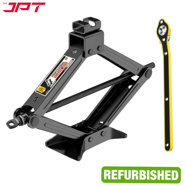 Buy JPT refurbished folding car jack at best price. This scissor jacks feature 2-tons loading capacity, reduce 90% efforts, best for cars, SUVs, MPVs. Buy Now