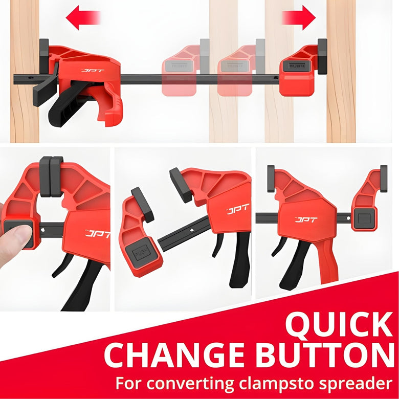 JPT Ultra Heavy-Duty 21-Inch Quick-Grip Bar Clamps | 300mm Clamping Range | One-Handed Wood Clamps with Quick-Release Trigger | F-Clamp Set | 165 lbs Hold | Woodworking, Carpentry, DIY