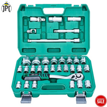 JPT Heavy Duty 32-in-1 Professional Chrome Vanadium 1/2-Inch Socket Ratchet Wrench Set | Tool Kit Box For Automobiles, Bike, Car Repair, And More | Clearance Sale 2024