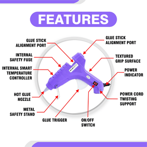 JPT Heavy Duty 80W / 100-240V / 50-60 Hz Adjustable Fast Heating Glue Gun with On / Off Switch | Easy Grip | Repairs Toy Model, Plastic, Wood, Metal Products, Art and Crafts | Use with 7mm Glue Sticks