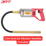 JPT Heavy Duty 1250-watt Handheld Electric Concrete Vibrator Machine | 13000 Vibrations Per Minute | 1300 RPM Speed | 35mm Chuck | Copper Armature | 1.5m and 2m Vibrator Needles Included