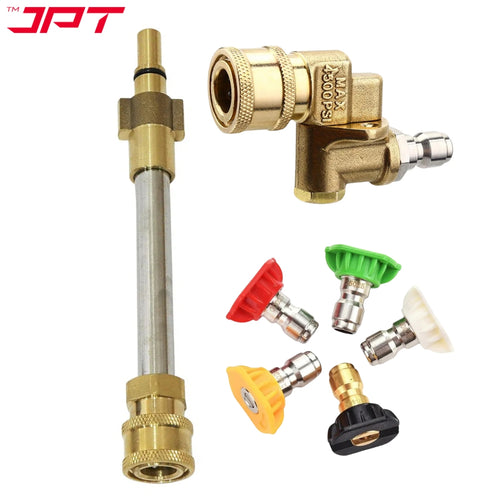 JPT Combo Bosch Pressure Washer Adapter, Pressure Washer 180° Rotation Pivoting Coupler, 5-Piece 1/4-inch Quick Connect Pressure Washer Nozzle Tips