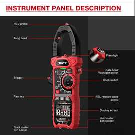 JPT Pro Series 1000A Inrush Digital Clamp Meter | Digital Multimeter with 6000 Counts | AC/DC Current & Voltage Tester | Temperature, Capacitance, Continuity, Duty Cycle