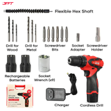 Buy JPT multi-purpose 12v cordless drill machine with 24 drill accessories all at the best price. Shop best collection of 12v, 18v, and 21v drill at JPT Tools