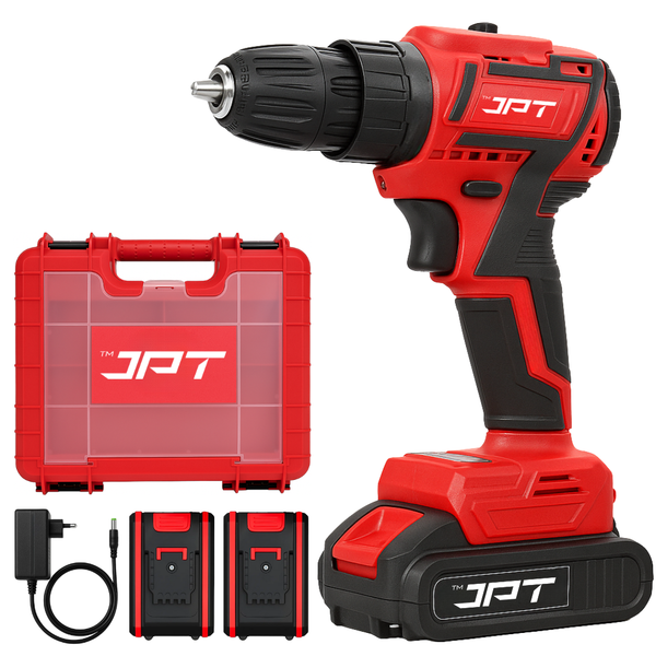 Buy JPT heavy-duty 21v brushless impact drill machine, featuring 85nm torque, 1750rpm speed, brushless motor, 2.0Ah li-ion battery and much more at best price.