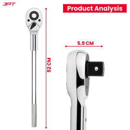 Buy JPT heavy-duty 01" socket ratchet wrench with 24-tooth gear, reversible drive, and spring-loaded quick release. Ideal for car repair, bikes, EVs, and more.