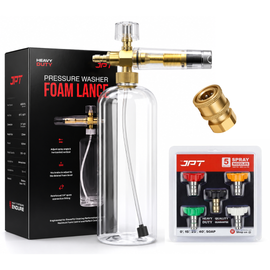 JPT Heavy Duty Snow Foam Cannon | 70 Bar Power | 3000 PSI Pressure | Brass + ABS Nozzle | Adjustable Thick Foam | 5-Piece Pressure Washer Nozzle Set | 1/4" Quick Connector Included
