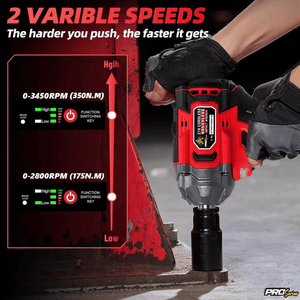 JPT Combo Pro Series Brushless 21v Cordless Impact Wrench with 10-Piece Impact Socket Set | 350N.M Torque | 0-3450RPM Speed | 4000mAh Battery | All Accessories Included | 12-Months Warranty