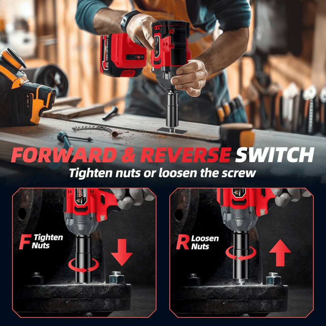 JPT Pro Series Brushless Heavy Duty 21-volt Cordless Impact Wrench | 350N.M Torque | 0-3450RPM Speed | 1/2-Inch Shank | 4000mAh Battery | All Accessories Included | 12-Months Warranty