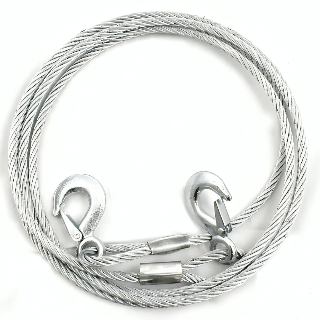 JPT Heavy Duty Steel Winch Cable, 3/8 x 13ft Wire Rope with Hook, 11,023 lb Breaking Strength - Ideal for Tow Trucks, Rollbacks, Cranes, and Wreckers (Silver)