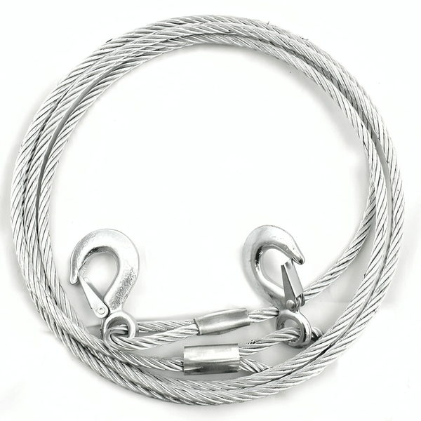 JPT Heavy Duty Steel Winch Cable, 3/8 x 13ft Wire Rope with Hook, 11,023 lb Breaking Strength - Ideal for Tow Trucks, Rollbacks, Cranes, and Wreckers (Silver)