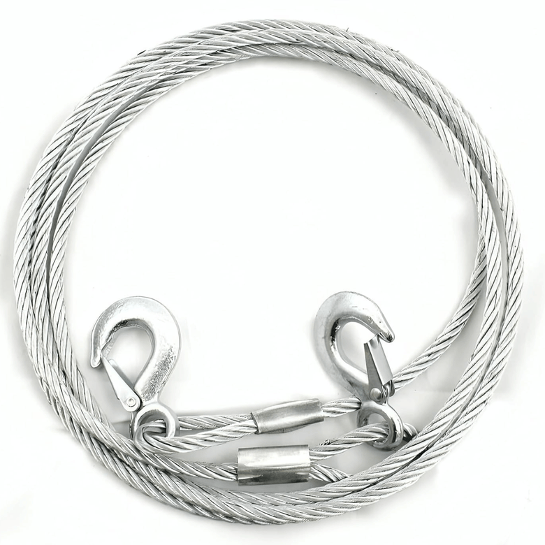 JPT Heavy Duty Steel Winch Cable, 3/8 x 13ft Wire Rope with Hook, 11,023 lb Breaking Strength - Ideal for Tow Trucks, Rollbacks, Cranes, and Wreckers (Silver)