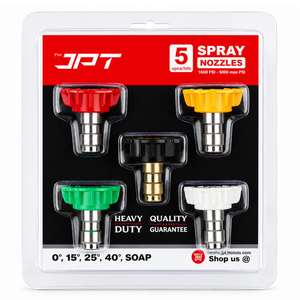 JPT 5-Piece 1/4-Inch Quick Connect Universal Pressure Washer Nozzle Tips with Multiple Degrees