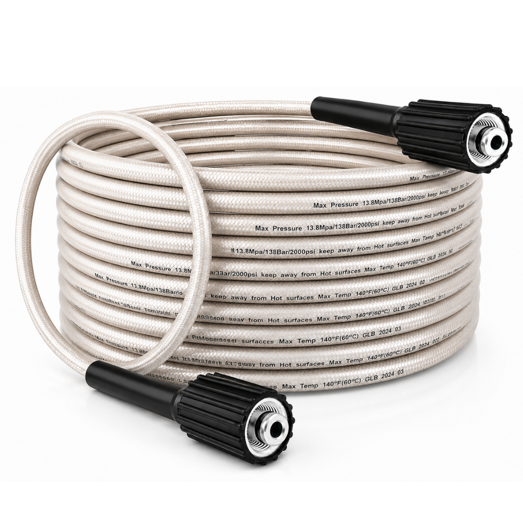 JPT 15MTR Heavy Duty Super Flexible Pressure Washer Hose Pipe | American Standard M22 Thread With O-Ring Seals | Up To 2465PSI Pressure | Max. 170 Bar Power