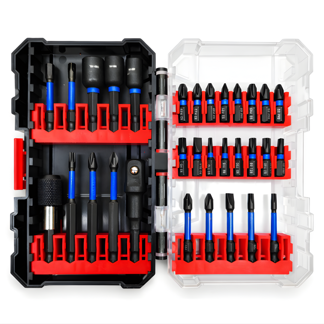 JPT 31-Piece Impact Driver Bit Set | S2 Taiwan Steel Impact Rated Bits with Phillips, Torx, Hex & Nut Driver | Includes Bit Holder & Socket Adapter | For Drill & Impact Driver | Ultra Heavy Duty