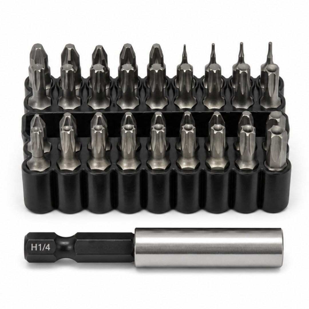 JPT 33-Piece Screwdriver Bit Set, S2 Taiwan Steel, Magnetic Bit Holder, Ultra Heavy Duty