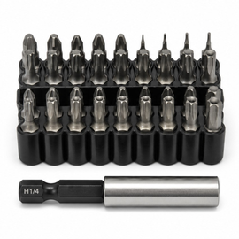 JPT 33-Piece Screwdriver Bit Set, S2 Taiwan Steel, Magnetic Bit Holder, Ultra Heavy Duty