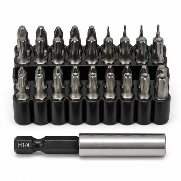 JPT 33-Piece Screwdriver Bit Set, S2 Taiwan Steel, Magnetic Bit Holder, Ultra Heavy Duty