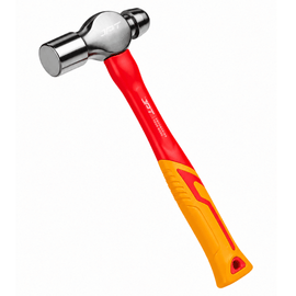 JPT 1.0lbs Forged Steel Ball Peen Hammer with Shock-Absorbing Rubber Grip – Heavy Duty Professional Engineer & Mechanic Hammer for Workshop, Metal Shaping, Riveting & Fabrication Work