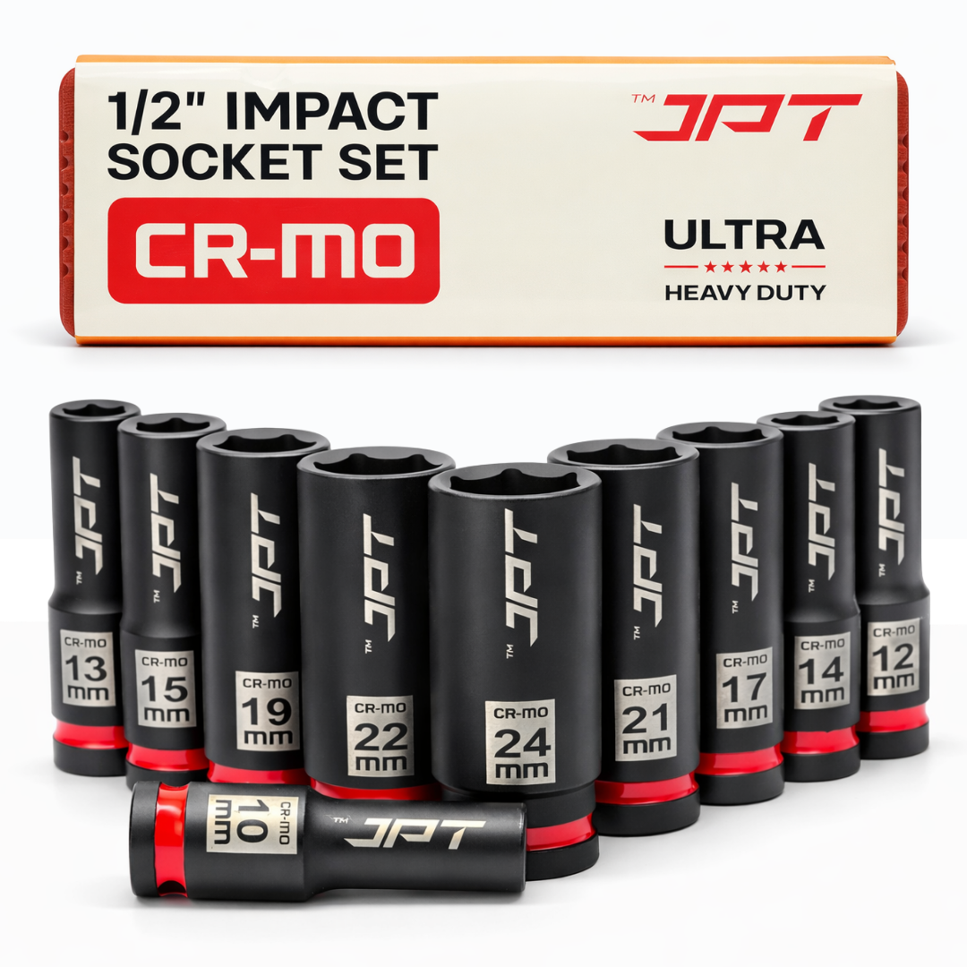 JPT Ultra Heavy Duty CR-MO Deep Impact Socket Set (10–24mm) 1/2” Drive