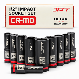 JPT Ultra Heavy Duty CR-MO Deep Impact Socket Set (10–24mm) 1/2” Drive